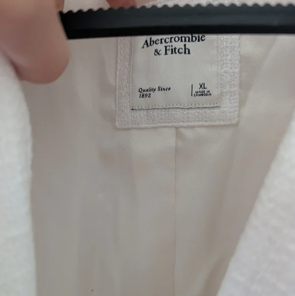 Abercrombie & Fitch Tweed Cropped Preppy White‎ Blazer Size XL - Picture 4 of 8